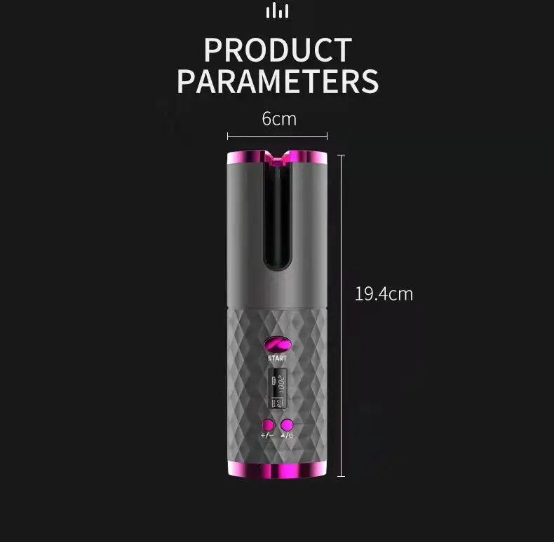 Rizador de pelo giratorio inalámbrico